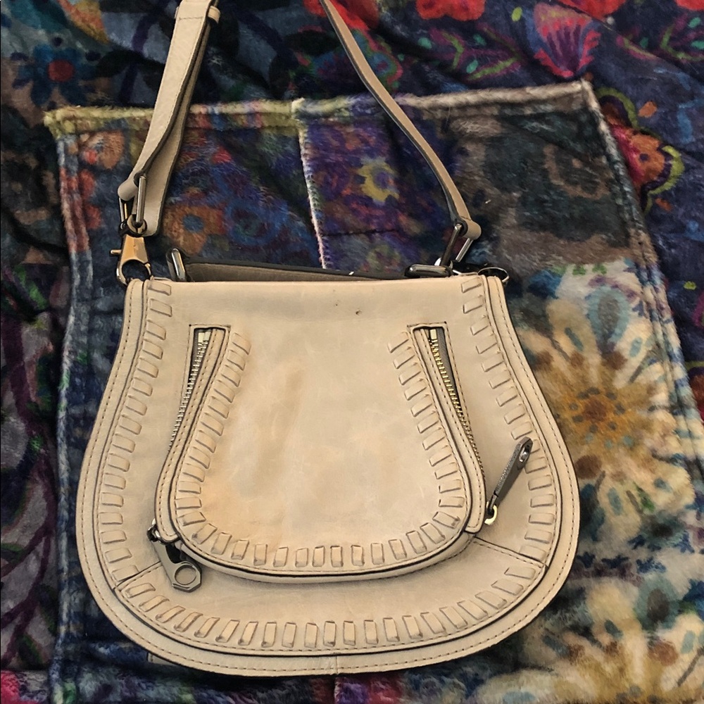 Women's Beige Leather Saddle Bag - Neutral Crossbody by Rebecca Minkoff